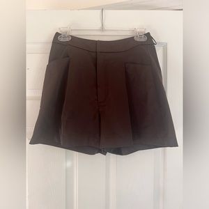 Chocolate Brown Satin High Waisted Shorts - Zara and Never Worn